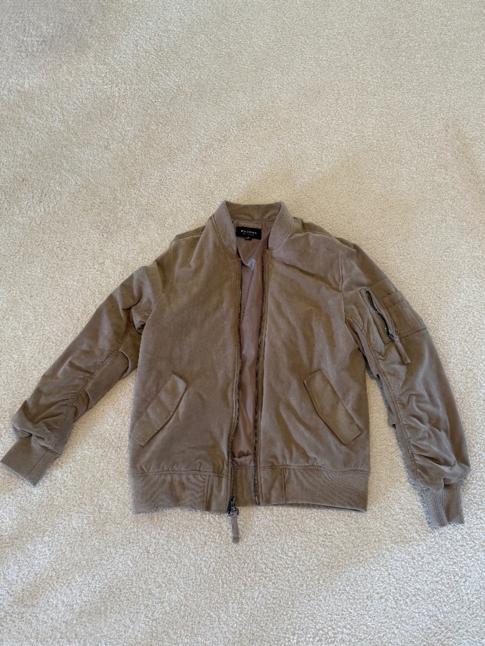 Pacsun Men’s Medium Bomber Jacket Taupe Lightweight Zip Up